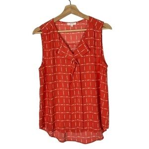 Boutique Mine Orange‎ & White Printed Tank Top L